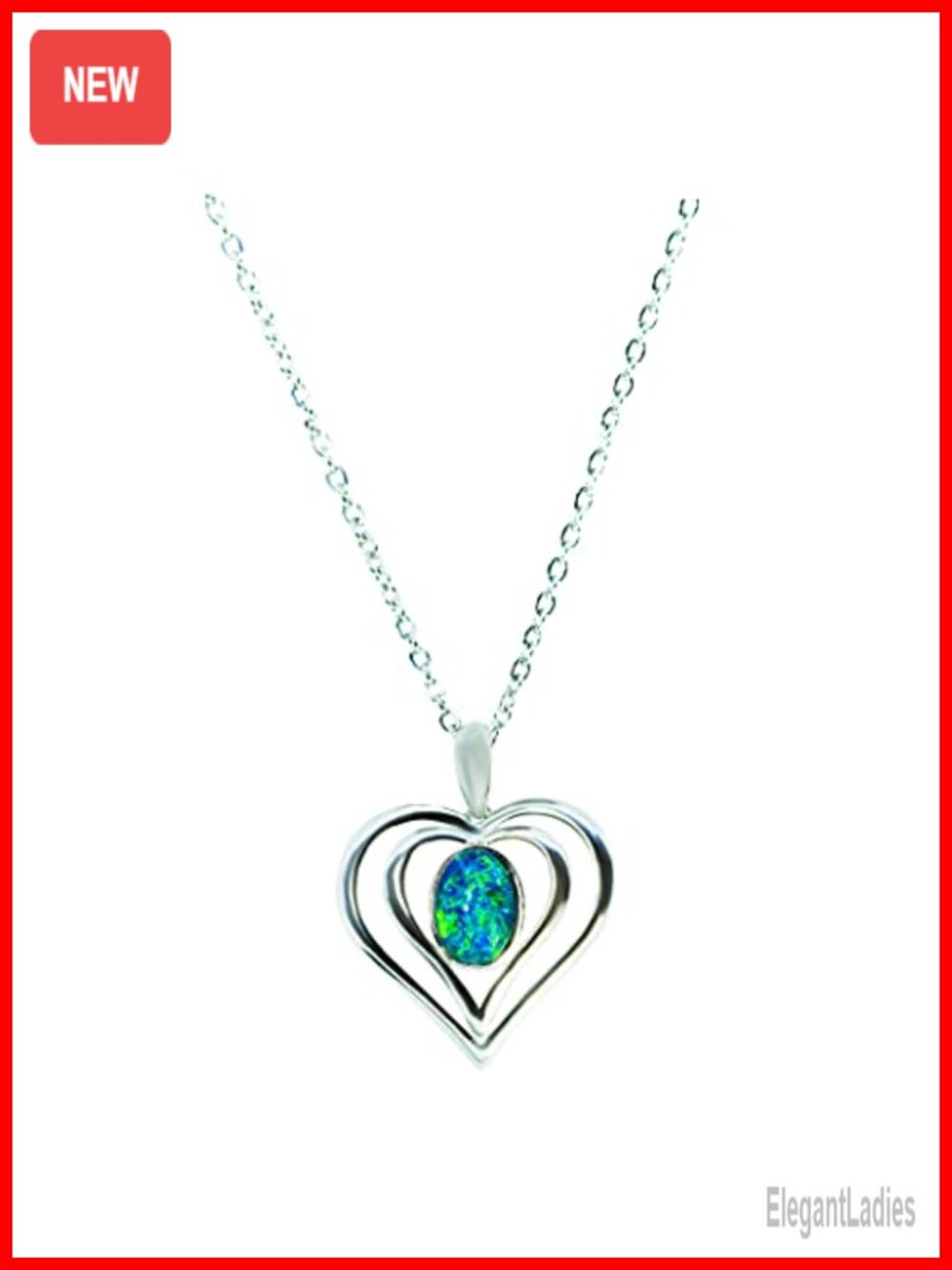 Australian Triplet Opal Heart Pendant Necklace in Sterling Silver Gold Plated